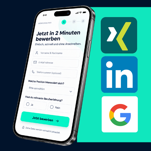Mobiles Bewerbungsformular für eine schnelle Bewerbung ohne Anschreiben