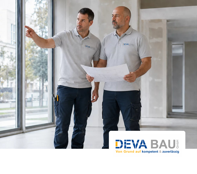 Neue Website von DEVA Bau mit Leistungen rund um Innenausbau, Sanierung und Bodentechnik